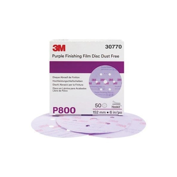 3M 3M Purple Finishing Film Hookit Disc Dust-Free, 30770, 6 in, P800, 50PK 7100122726 - main